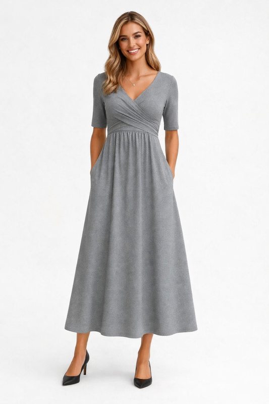 Jessika | Chic Women’s Midi Dress with V-Neck