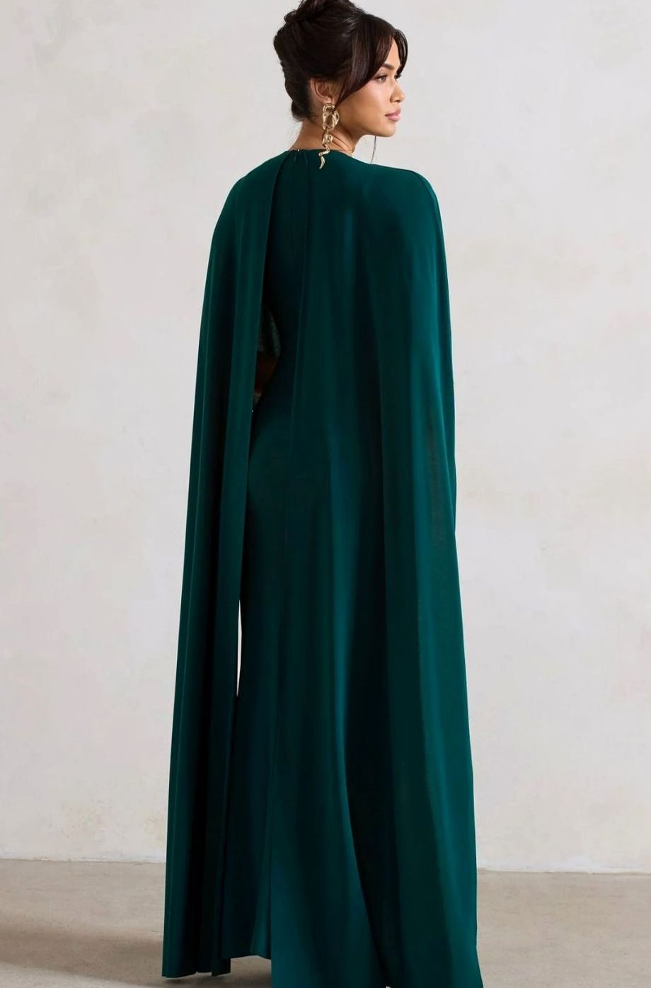 Women's Bodycon Cape-Sleeve Stretch Jersey Maxi Dress